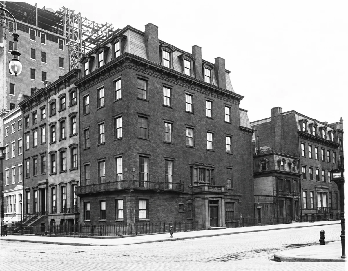 Historic corner view of 19 Gramercy Park South and its neighboring building on Irving Place.