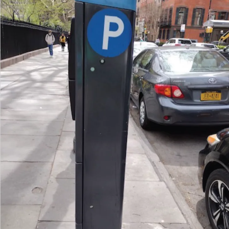 The parking meter rear panel with the graffiti removed.