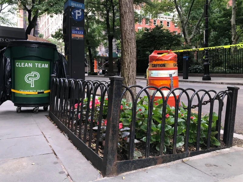 A tree garden fence before repainting.