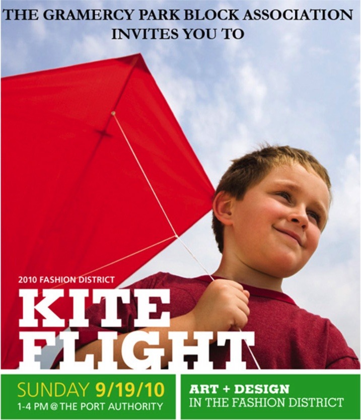 The 2010 Kite Flight poster shows a child holding a red kite.
