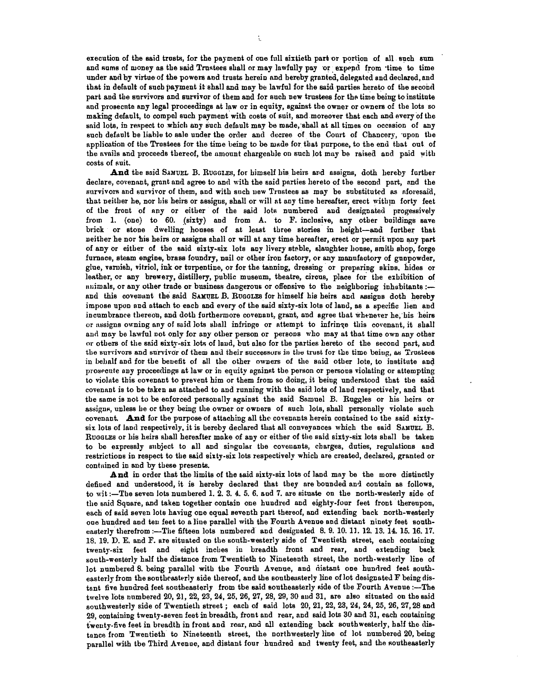 Page 3 of the printed reproduction of the original Gramercy Park deed.