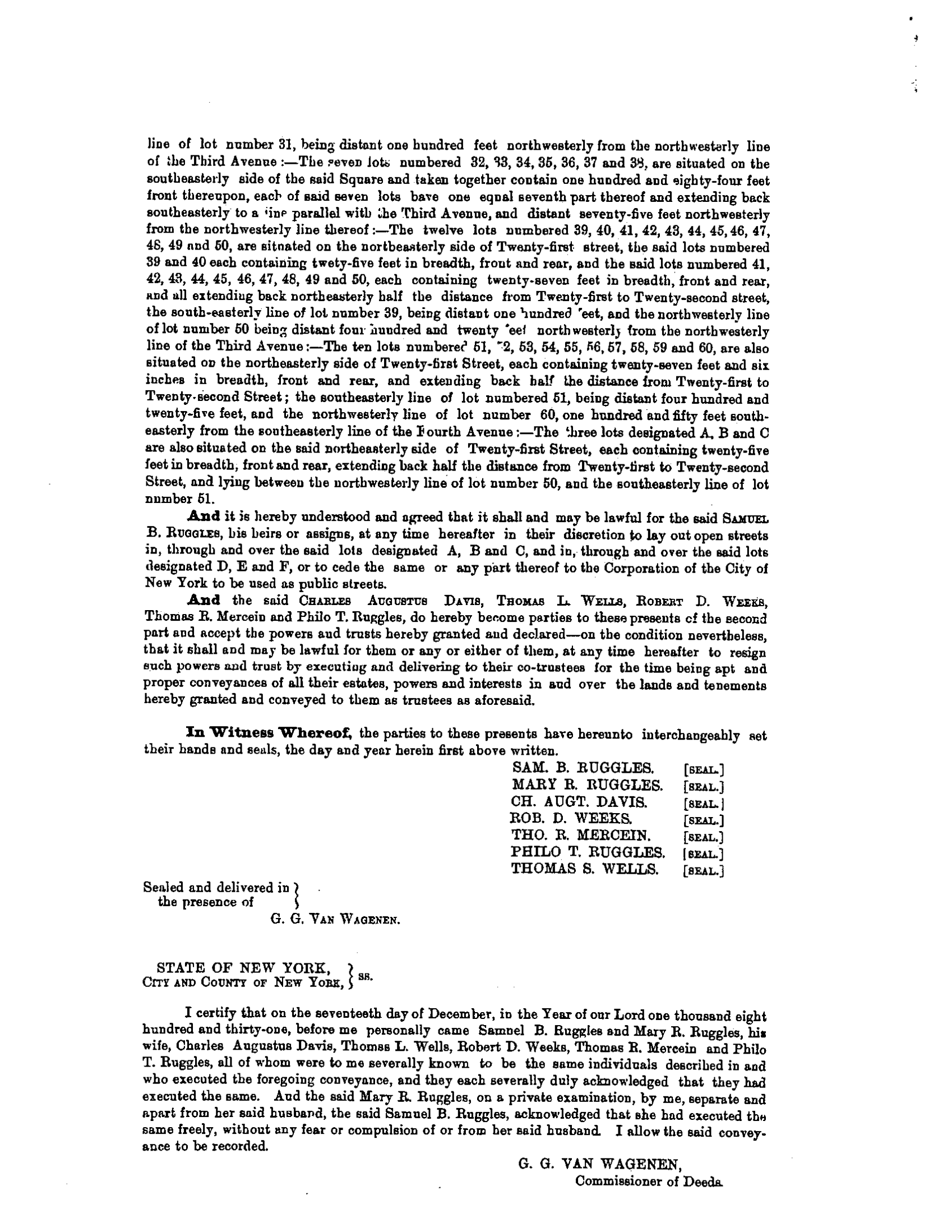 Page 4 of the printed reproduction of the original Gramercy Park deed.