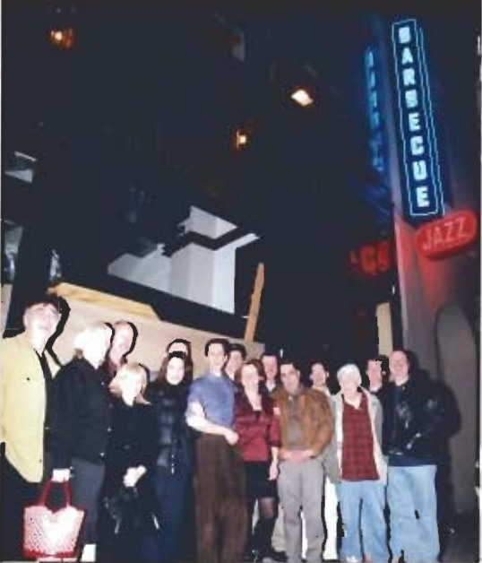 Danny and Audrey Meyer greet ESU members outside Jazz Standard.