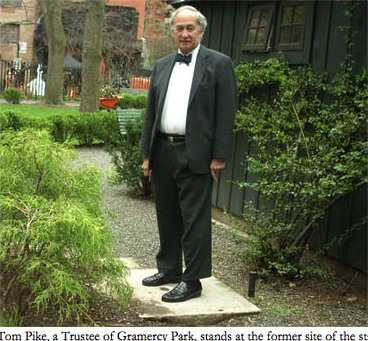 Tom Pike stands beside the former site of the nymph statue.