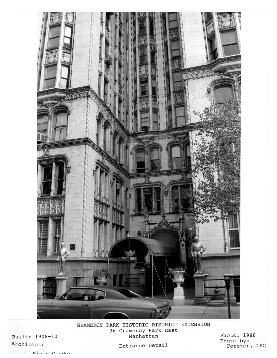 The entrance to 36 Gramercy Park East, photographed in 1988.