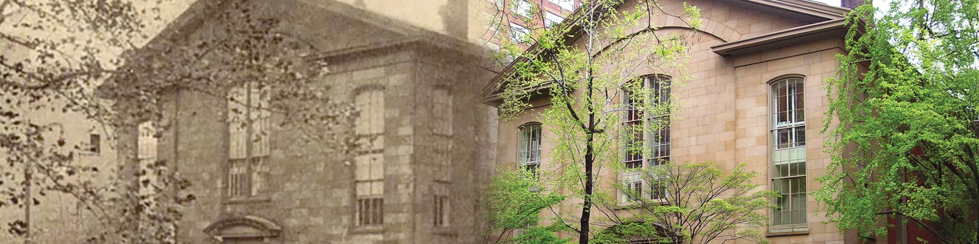 Historic and later photographs of the Friends Meeting House, now Brotherhood Synagogue.