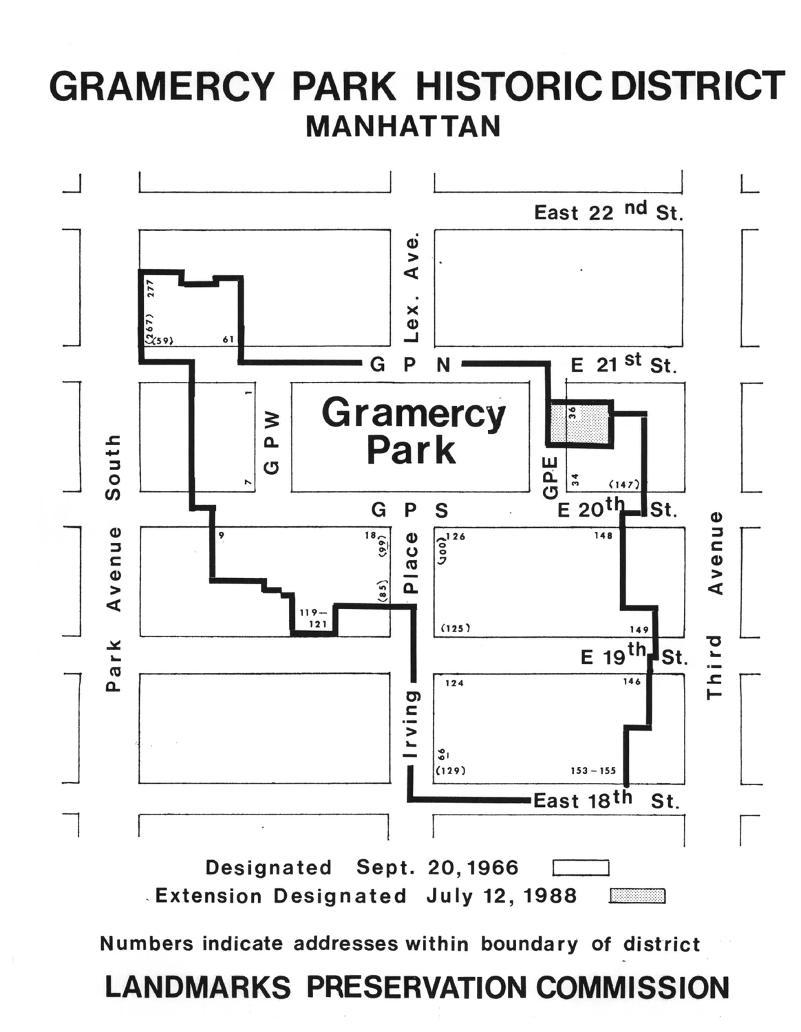 The historic district and its extension to 36 Gramercy Park East.