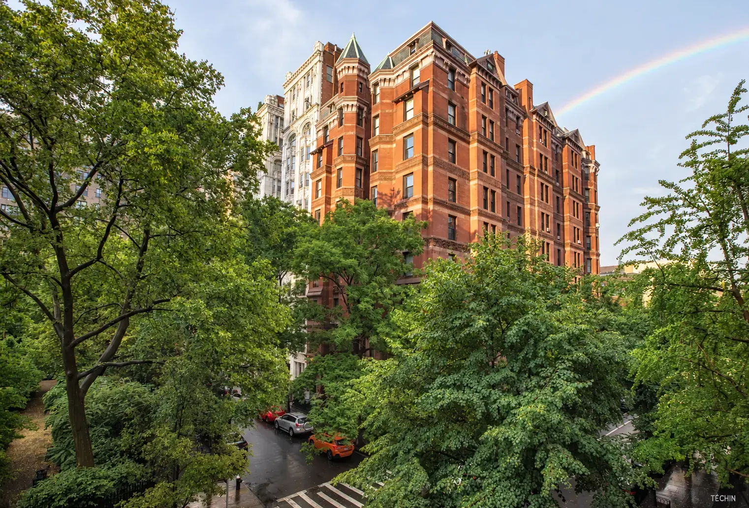 34 Gramercy Park East seen from the Park beneath a rainbow.