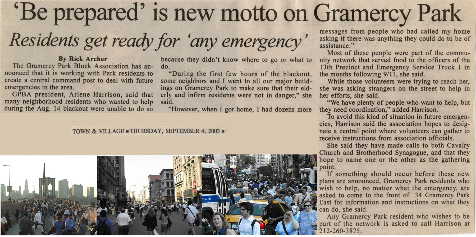 The September 4, 2003 planning article with its adjoining uncaptioned street-photo strip.