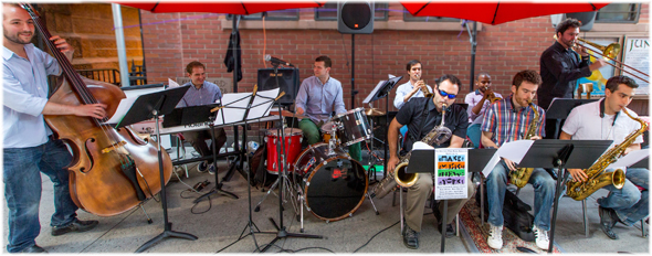 The Jazz Conceptions Orchestra performing at Make Music New York outside 61 Gramercy Park North in 2013.