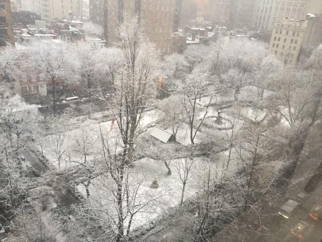 Gramercy Park in the snow, photographed from above and shared in the January 2017 neighbors’ photo collection.